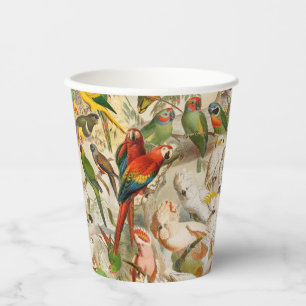 Gobelets En Papier Beaux Parrots Tropicaux Colorés