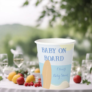 Gobelets En Papier Bébé à bord du Baby shower de plage surf