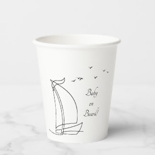 Gobelets En Papier Bébé à bord Sailboat Beach Baby shower de papier C