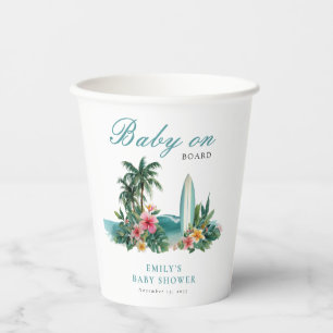 Gobelets En Papier Bébé à Bord Surf Baby Shower Plage