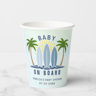 Gobelets En Papier Bébé à bord surf splash bleu bébé garçon douche
