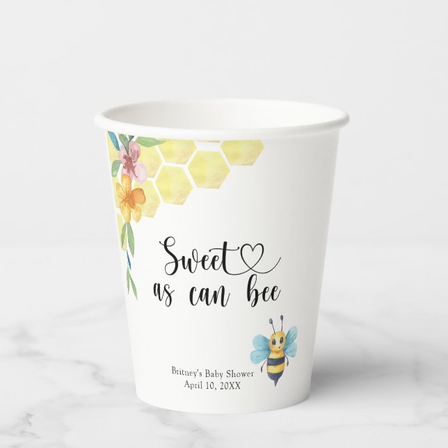 Gobelets En Papier Bébé Abeille - doux comme peut l'être une abeille (Recto)