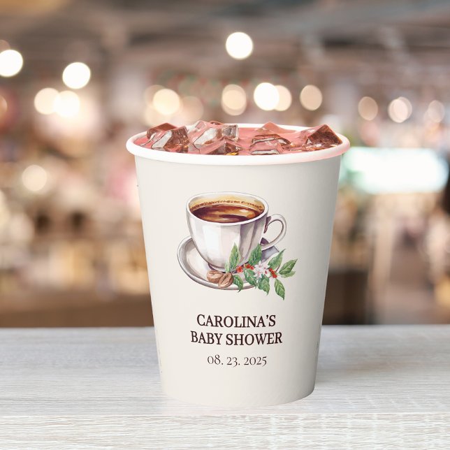 Gobelets En Papier Bébé brasse Baby shower brun café (Créateur téléchargé)