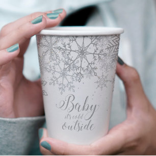 Gobelets En Papier Bébé c'est froid dehors Baby Showe Argent