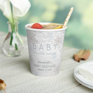 Gobelets En Papier Bébé C'est froid dehors Baby shower gris tasses de