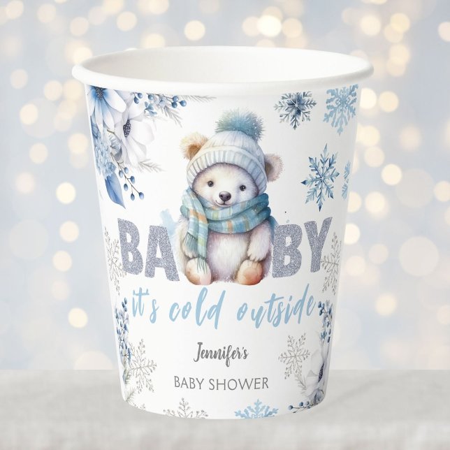 Gobelets En Papier Bébé c'est froid dehors mignon Baby shower d'hiver (Créateur téléchargé)