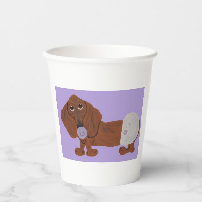 Gobelets En Papier Bébé Dachshund (Recto)
