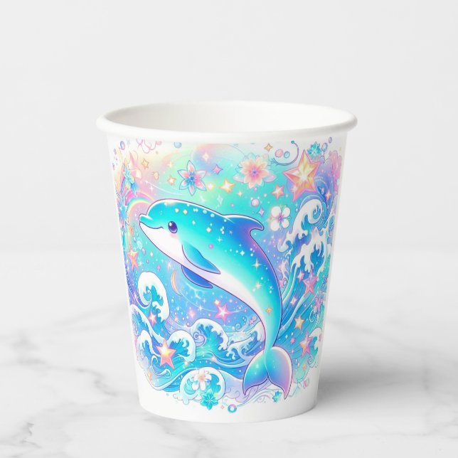 Gobelets En Papier Bébé Dolphin mignonne Whimsical (Recto)
