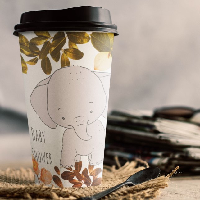 Gobelets En Papier Bébé éléphant (baby shower elephant cartoon kids,adult party stationery, birthday party use and throw paper cups)