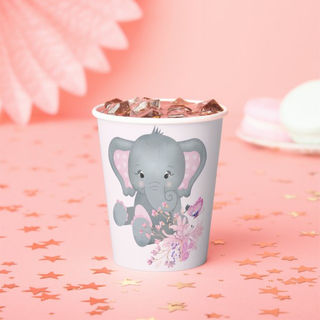 Gobelets En Papier Bébé éléphant à l'aquarelle mignon  (Insitu)