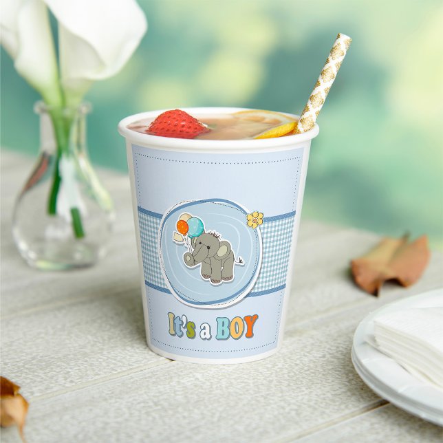 Gobelets En Papier Bébé Eléphant mignon Faire-part (Créateur téléchargé)