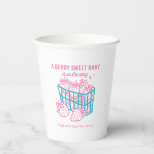 Gobelets En Papier Bébé gribouillis rose fraise sucré aux fruits roug