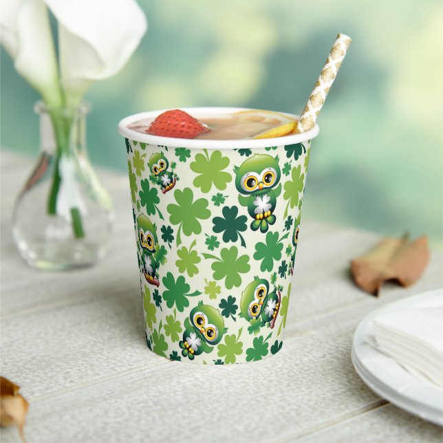 Gobelets En Papier Bébé Hibou Mignon St Patrick Dessin Animé (Insitu)