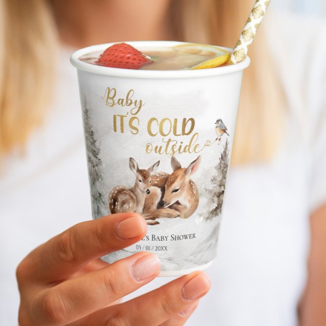 Gobelets En Papier Bébé il fait froid à l'extérieur du Baby shower au (Créateur téléchargé)