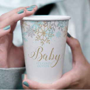 Gobelets En Papier Bébé il fait froid dehors Baby Shower flocon de ne