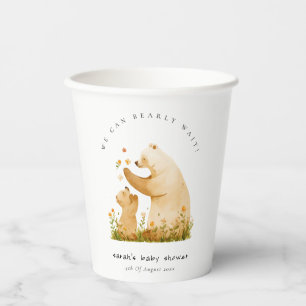 Gobelets En Papier Bébé maman Bearly Wait Floral Neutal Baby shower
