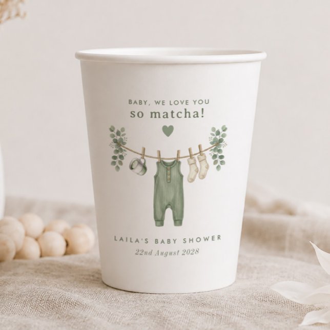 Gobelets En Papier Bébé, on t'aime tellement Matcha ! (Créateur téléchargé)