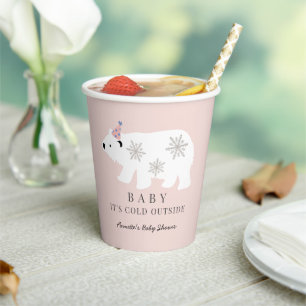 Gobelets En Papier Bébé Ours Polaire Il fait froid dehors Baby shower