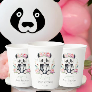 Gobelets En Papier Bébé Panda Peonies Baby shower Jungle