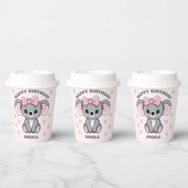 Gobelets En Papier Bébé rose Koala Ours (Multi)