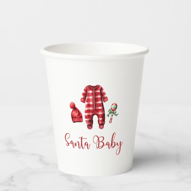 Gobelets En Papier Bébé Santa Fête de Noël pour Bébé (Recto)