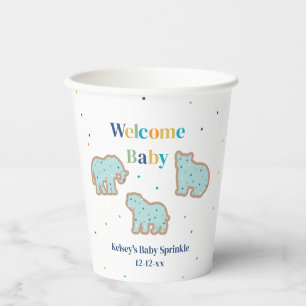 Gobelets En Papier Bébé Saupoudrer Animaux Cookies Baby shower garçon