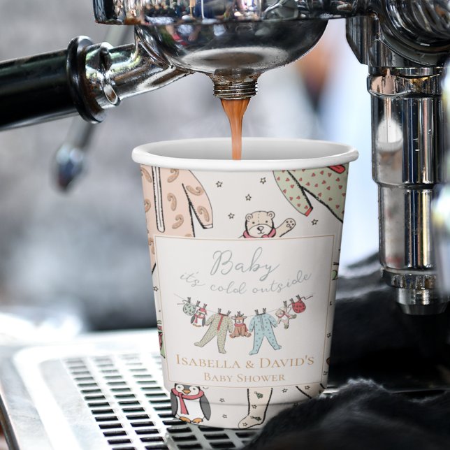 Gobelets En Papier Bébé son Baby shower froid à l'extérieur de l'hive (Custom Winter Baby Shower Baby It's Cold Outside Hand-Drawn Design for Christmas or Holiday Season.)