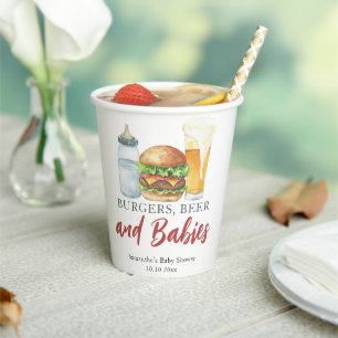 Gobelets En Papier Bébés, hamburgers et Baby shower de bière
