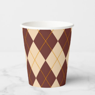 Gobelets En Papier Beige Brown Automne Jacquard d'automne Diamant Mot
