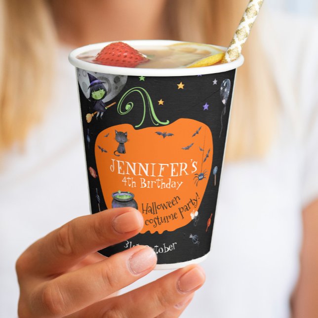 Gobelets En Papier Belle Aquarelle Halloween Costume pour enfants (Créateur téléchargé)