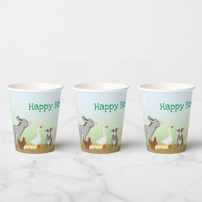 Gobelets En Papier Belle ferme animaux fête d'anniversaire tasse de p (Multi)