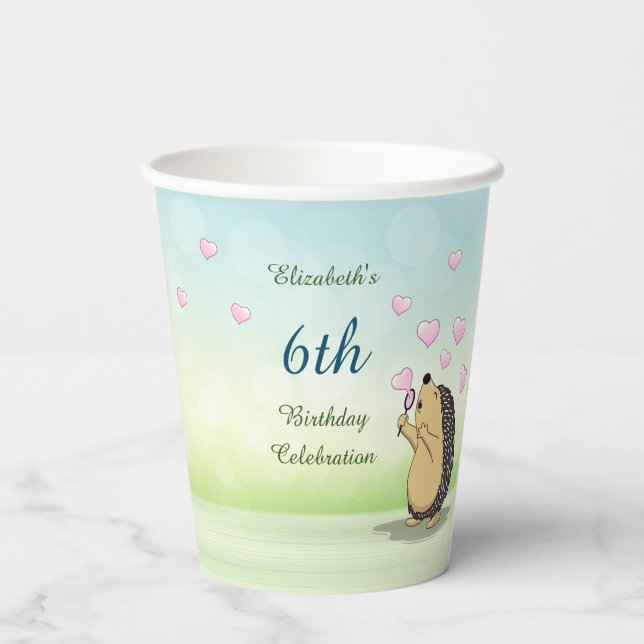 Gobelets En Papier Belle floraison de cerisiers de Hérisson (Verso)