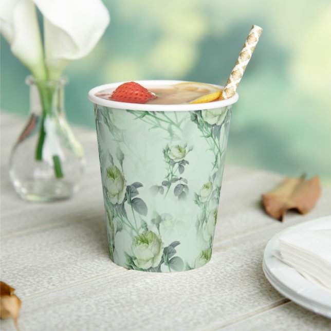 Gobelets En Papier Belle florale Vintage (Insitu)