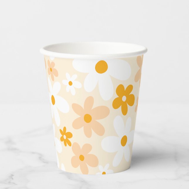 Gobelets En Papier Belle marguerite jaune et blanche (Recto)