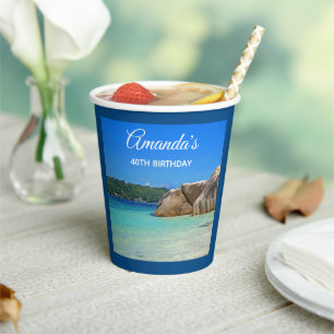 Gobelets En Papier Belle Mer Tropicale avec un Anniversaire Rocky Bea