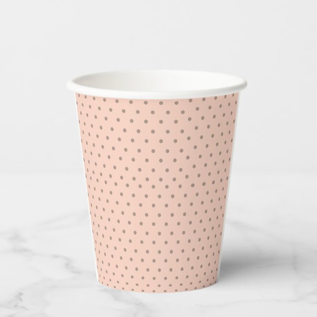 Gobelets En Papier Belle Pastel Rose avec des points Anniversaire (Recto)