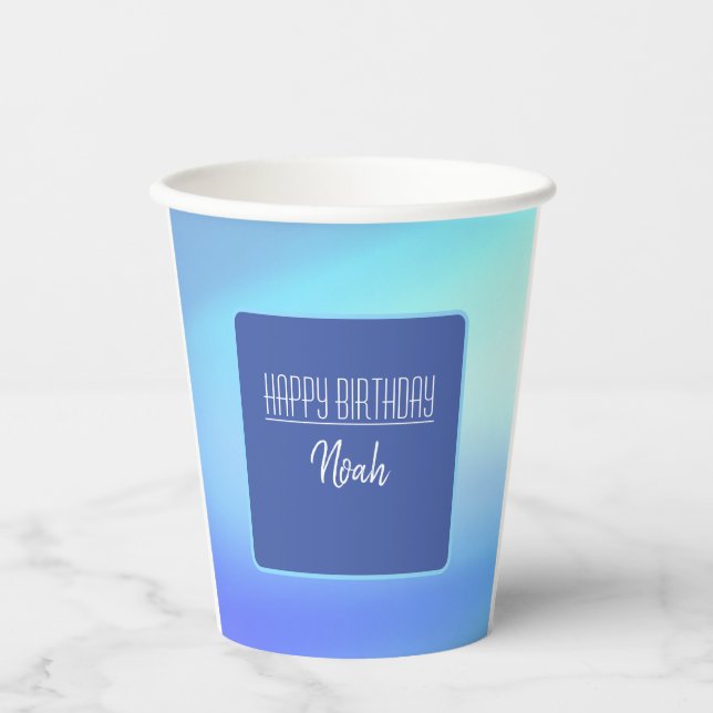 Gobelets En Papier Belle tasse de papier bleu (Recto)