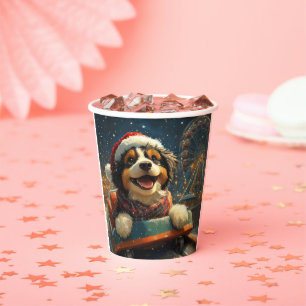 Gobelets En Papier Bernedoodle Chien Montagnes Russes Noël 