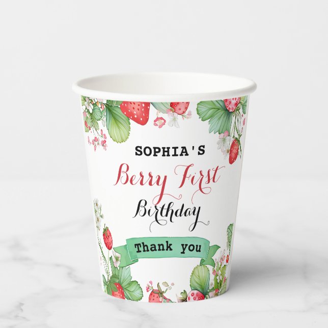Gobelets En Papier Berry Lovely Premier anniversaire (Verso)