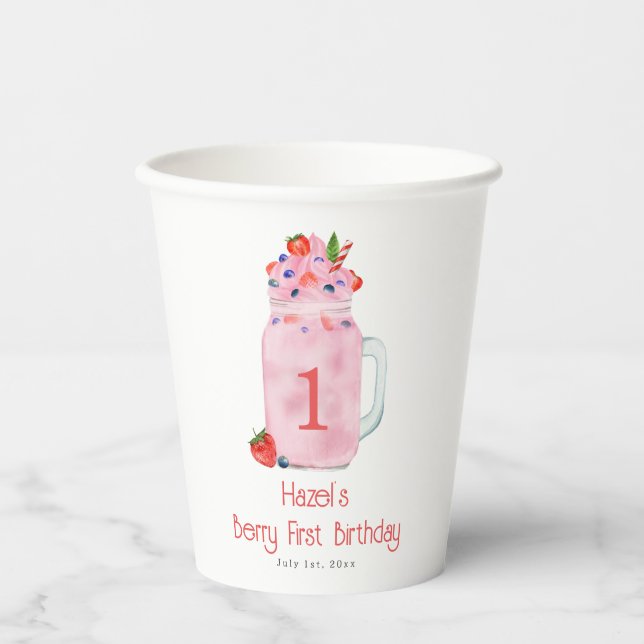 Gobelets En Papier Berry Premier anniversaire Smoothie (Recto)
