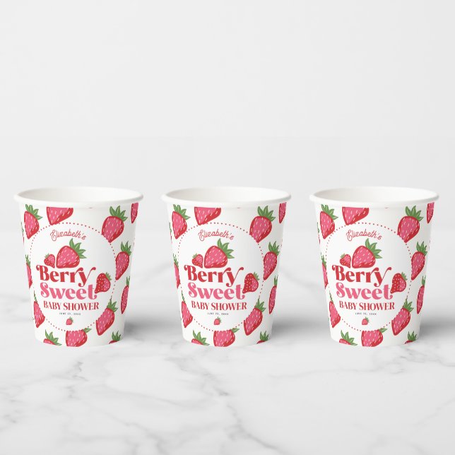 Gobelets En Papier Berry rouge fraise Baby shower doux (Multi)