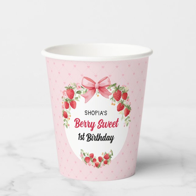 Gobelets En Papier Berry Sweet 1er anniversaire (Recto)