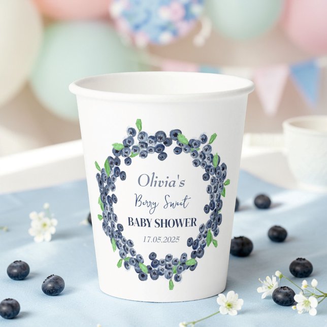 Gobelets En Papier Berry Sweet Baby shower Blueberry Baby Girl Boy (Créateur téléchargé)
