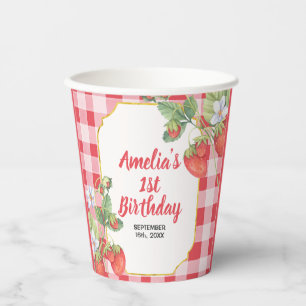 Gobelets En Papier Berry Sweet Watercolor fraise 1er anniversaire