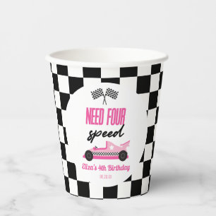 Gobelets En Papier Besoin de quatre Speed Pink Race Car 4e fête d'ann