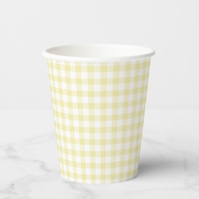 Gobelets En Papier Beurre classique En vichy jaune (Recto)