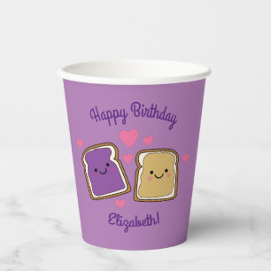 Gobelets En Papier Beurre d'arachide et Jelly fête d'anniversaire PBJ