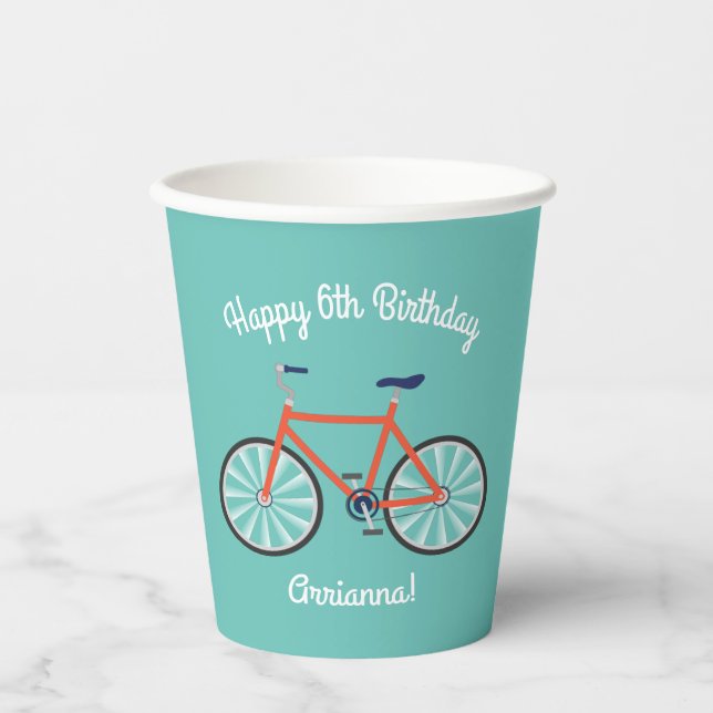 Gobelets En Papier Bicyclette mignonne Enfants Vélo Anniversaire Fête (Recto)