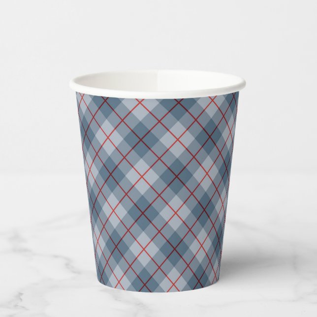 Gobelets En Papier Bidon Plaid bleu-rouge (Gauche)