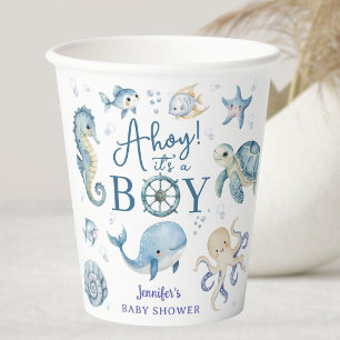 Gobelets En Papier Bienvenue C'est Un Garçon Baby Shower Marin